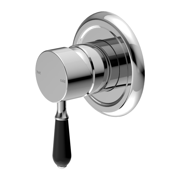 Nero York Shower Mixer With Black Porcelain Lever | Chrome |