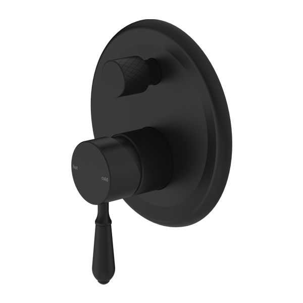 Nero York Shower Mixer With Diverter With Metal Lever | Matte Black |