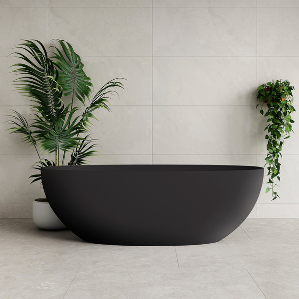 Byron Egg Artificial Stone Freestanding Bath | 1400mm or 1600mm, Matte Black |