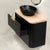 Tura Smooth Ensuite 900mm Curved Wall Hung Vanity Cabinet, Matte Black