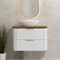 Tura Smooth Ensuite 900mm Curved Wall Hung Vanity Cabinet, Matte White