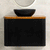 Tura Groove Ensuite 900mm Curved Wall Hung Vanity Cabinet, Matte Black