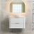Tura Shaker 900mm Curved Wall Hung Vanity Cabinet, Matte White