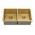 Retto II 775mm x 450mm x 230mm Stainless Steel Double Sink, Brushed Brass Gold
