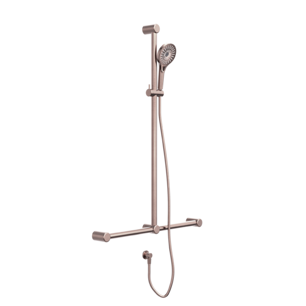 Nero Mecca Care 32mm T Bar Grab Rail And Adjustable Shower Rail Set 1100x750mm | Brushed Bronze |