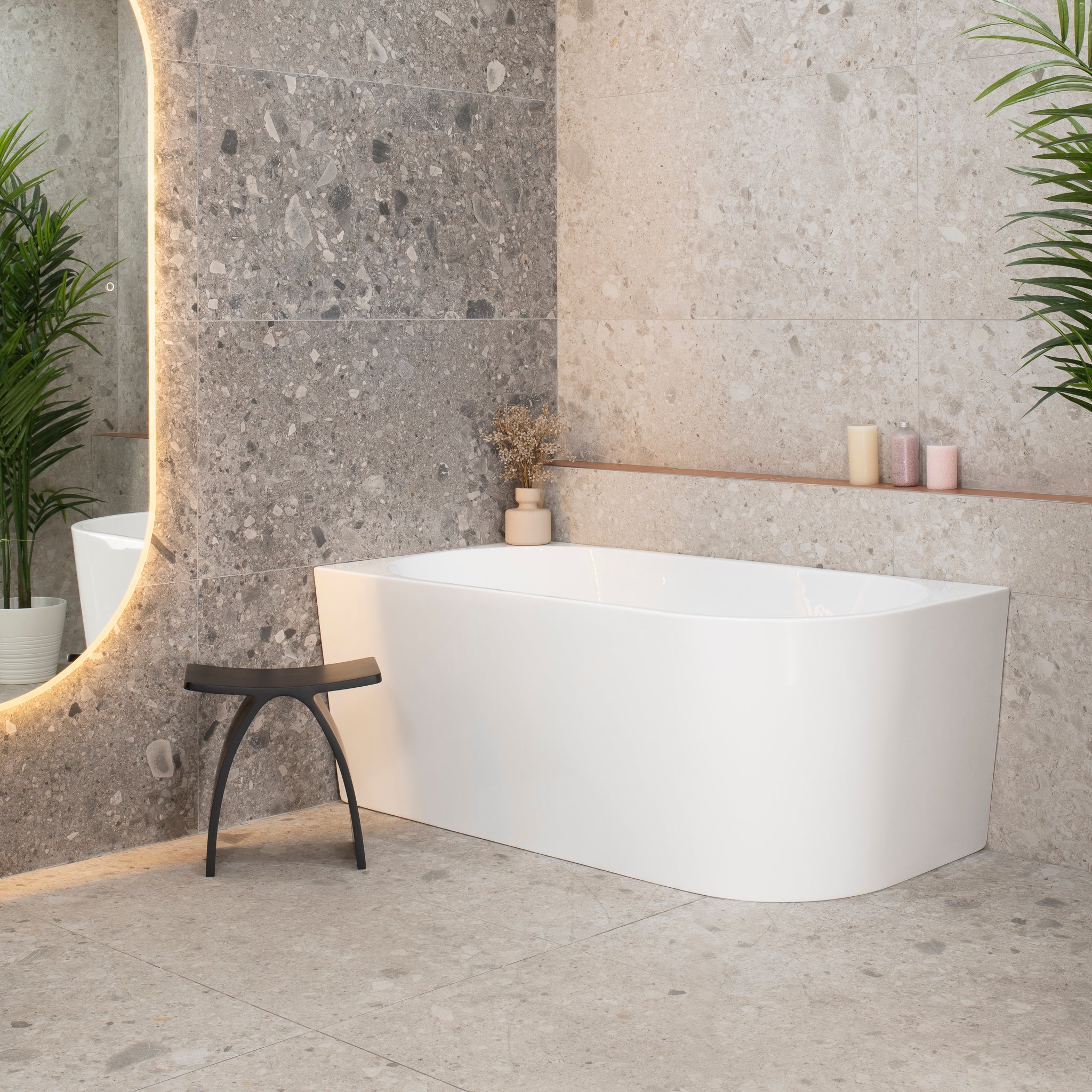 Avalon 1500mm Left Corner Freestanding Bath, Gloss White