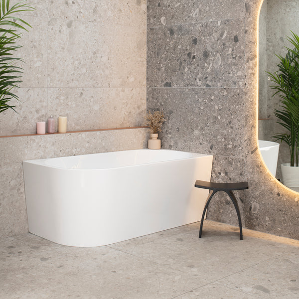 Avalon II 1500mm Right Corner Freestanding Bath, Gloss White
