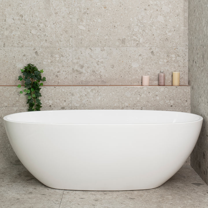Byron Egg 1700mm Oval Freestanding Bath, Gloss White