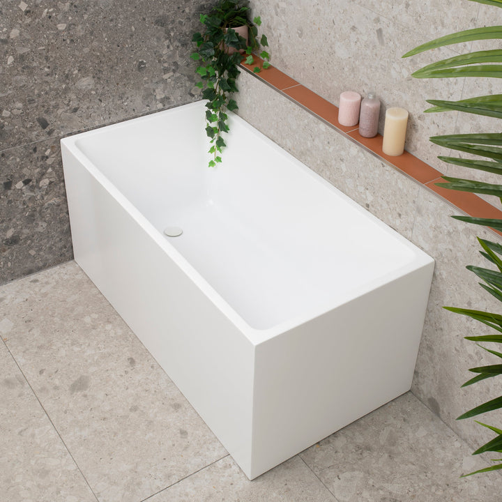 Cubix 1300mm Square Multifit Freestanding Bath, Gloss White
