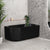 Agora Groove 1500mm right corner bathtub in matte black, angled side view