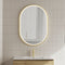 Pill Oval 700mm x 1000mm Frontlit LED Framed Mirror with Demister, Brushed Brass (Gold) Frame