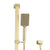 Retto Square 3-Function Hand Shower on Rail, Brushed Brass