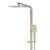Jena Square Twin Shower System with Adjustable Rail, Push Button Diverter and 250mm Head, Brushed Nickel
