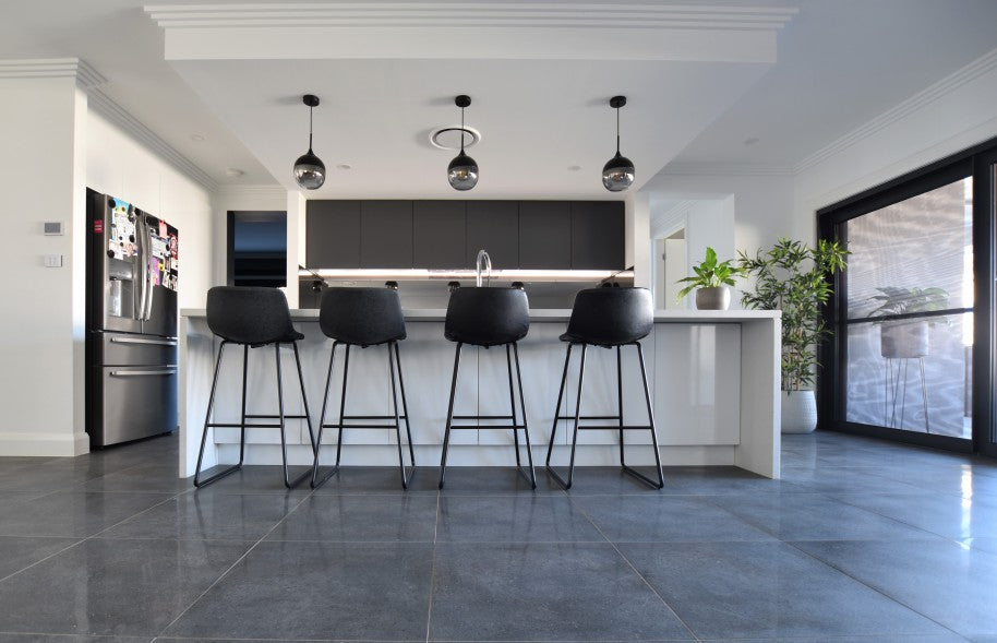 #69 - Kitchens & Main Floors: Black, white and charcoal mixed elegantly