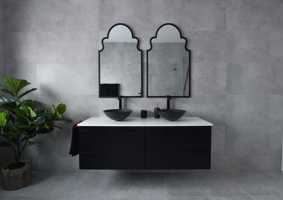 #72 - Bathrooms: Michael's light colour scheme with black accents