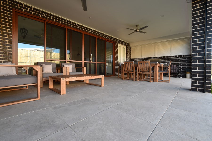 #74 - External: An inviting, open area with timber colours against gray