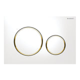 Geberit Sigma20 Dual Flush Button & Access Plate, White with Gold Trim Design