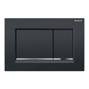 Geberit Sigma30 Dual Flush Button & Access Plate, Black with Chrome Trim Design