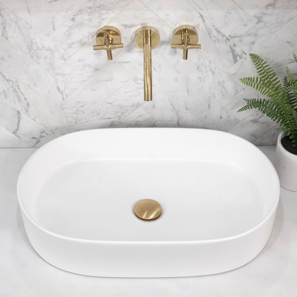 Pill Oval 600mm x 380mm Above-Counter Basin, Matte White