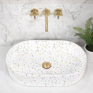 Pill Oval 600mm x 380mm Above-Counter Basin, Matte Terrazzo Speckle *Clearance Stock*