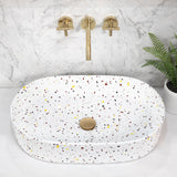 Pill Oval 600mm x 380mm Above-Counter Basin, Matte Terrazzo Chunk *Clearance Stock*