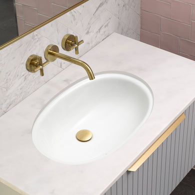 Pill Oval 600mm x 400mm Under-Counter Basin with Overflow, Gloss White