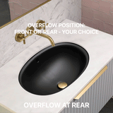 Pill Oval 600mm x 400mm Under-Counter Basin with Overflow, Matte Black