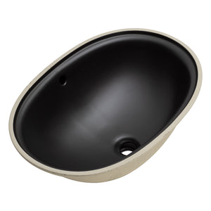 Pill Oval 600mm x 400mm Under-Counter Basin with Overflow, Matte Black