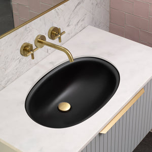 Pill Oval 600mm x 400mm Under-Counter Basin with Overflow, Matte Black