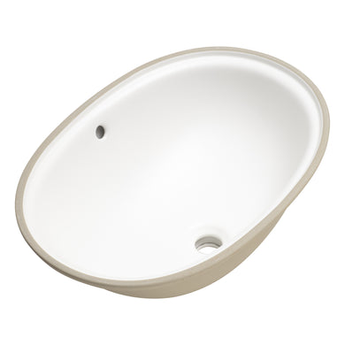 Pill Oval 600mm x 400mm Under-Counter Basin with Overflow, Matte White