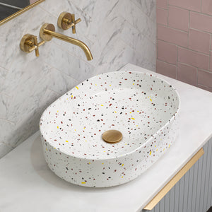 Pill Step 500mm x 370mm Above-Counter Basin, Matte Terrazzo Chunk