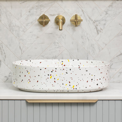 Pill Step 500mm x 370mm Above-Counter Basin, Matte Terrazzo Chunk