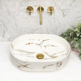 Pill Step 500mm x 370mm Above-Counter Basin, Fired Matte Calacatta