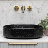 Pill Step 500mm x 370mm Above-Counter Basin, Fired Matte Nero Marquina