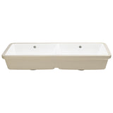 Retti Rectangular 880mm x 390mm Under-Counter Basin with Double Sink and Overflow, Gloss White