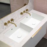 Retti Rectangular 880mm x 390mm Under-Counter Basin with Double Sink and Overflow, Gloss White