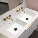 Retti Rectangular 880mm x 390mm Under-Counter Basin with Double Sink and Overflow, Gloss White