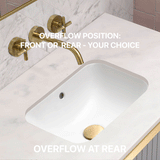 Retti Rectangular 400mm x 300mm Under-Counter Basin with Overflow, Gloss White