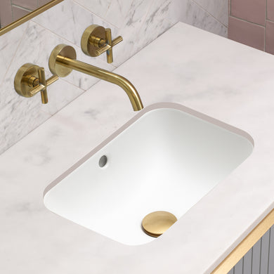 Retti Rectangular 400mm x 300mm Under-Counter Basin with Overflow, Matte White