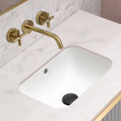 Retti Rectangular 400mm x 300mm Under-Counter Basin with Overflow, Matte White