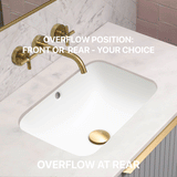 Retti Rectangular 460mm x 350mm Under-Counter Basin with Overflow, Gloss White