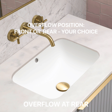 Retti Rectangular 460mm x 350mm Under-Counter Basin with Overflow, Gloss White