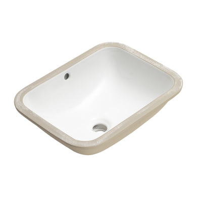 Retti Rectangular 460mm x 350mm Under-Counter Basin with Overflow, Gloss White