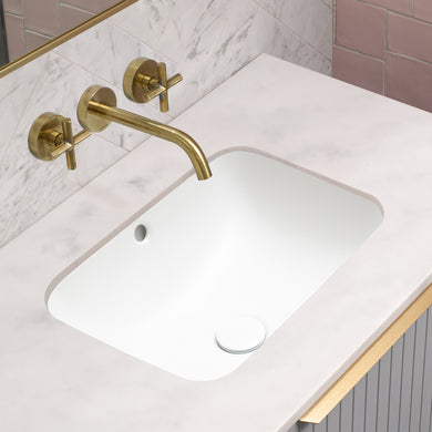 Retti Rectangular 460mm x 350mm Under-Counter Basin with Overflow, Gloss White