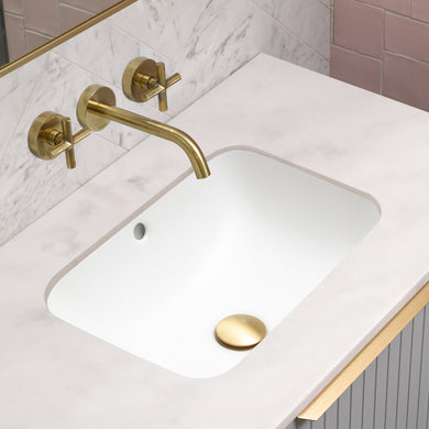 Retti Rectangular 460mm x 350mm Under-Counter Basin with Overflow, Gloss White