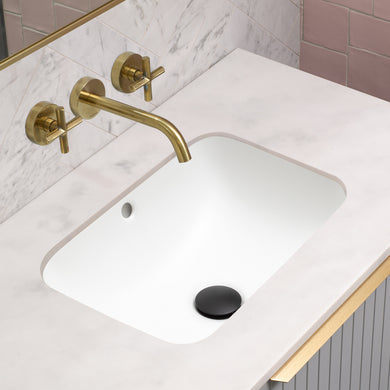 Retti Rectangular 460mm x 350mm Under-Counter Basin with Overflow, Gloss White