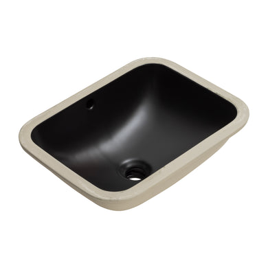 Retti Rectangular 460mm x 350mm Under-Counter Basin with Overflow, Matte Black