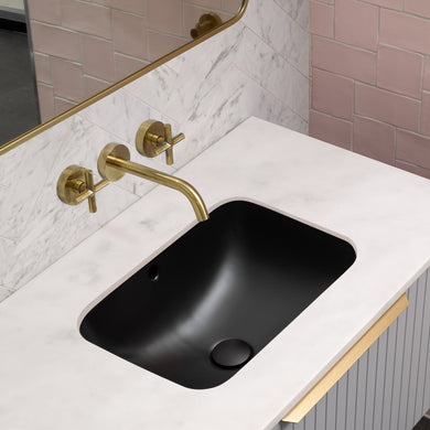 Retti Rectangular 460mm x 350mm Under-Counter Basin with Overflow, Matte Black