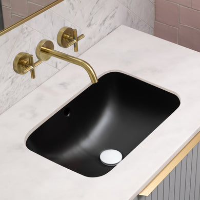 Retti Rectangular 460mm x 350mm Under-Counter Basin with Overflow, Matte Black