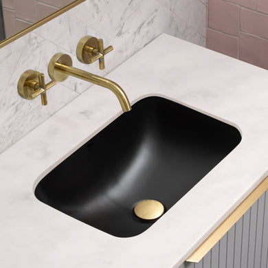 Retti Rectangular 460mm x 350mm Under-Counter Basin with Overflow, Matte Black